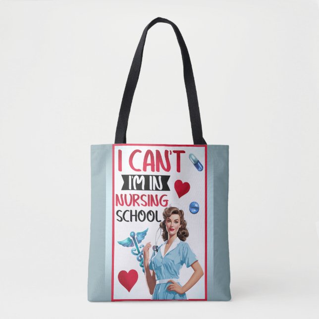 Bolsa Tote Enfermeira Nostálgica Bonita Se Aproxima Na Enferm (Frente)