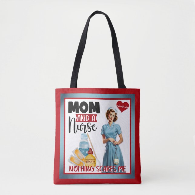 Bolsa Tote Enfermeira Nostálgica e Bonita Aperte Mãe e Enferm (Frente)