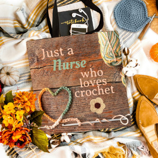 Bolsa Tote Enfermeira que Ama Crochê Projeto Coração Rústico