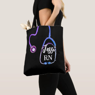 Bolsa Tote Enfermeira Registrada RN Stethoscope Roxo Violet