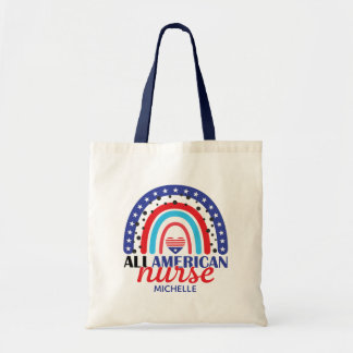 Bolsa Tote Enfermeira Todos os Sinalizadores Americanos Nome