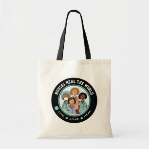 Bolsa Tote Enfermeiras Curam o Mundo. Enfermeira Presente Sac