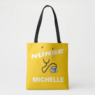 Bolsa Tote Enfermeiro de Nome Personalizável AMARELO