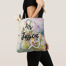 Bolsa Tote Enfermeiro Monograma Personalizado Estetoscópio Fl