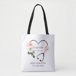 Bolsa Tote Enfermeiro Promocional Floral de Estetoscópio
