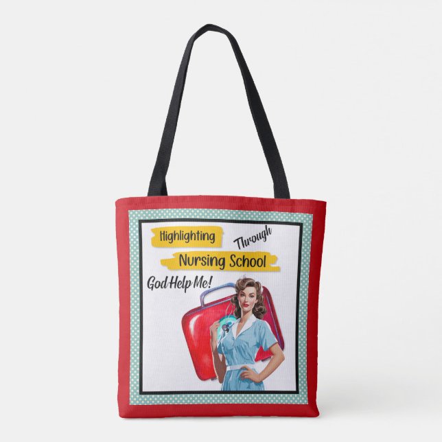 Bolsa Tote Enfermeiro Retroativo Pinup_ Nursing Notas (Verso)