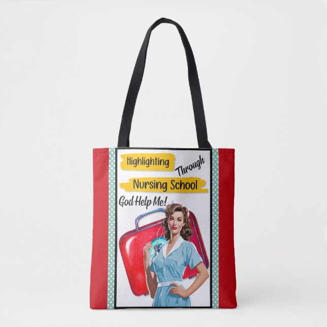 Bolsa Tote Enfermeiro Retroativo Pinup_ Nursing Notas (Frente)