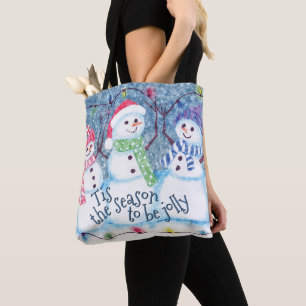 Bolsa Tote Engraçada Engraçada Época de inverno Neves Aquarel