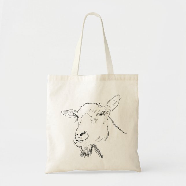 Bolsa Tote Engraçada Linha De Cabra Desenho Design de Arte An (Frente)