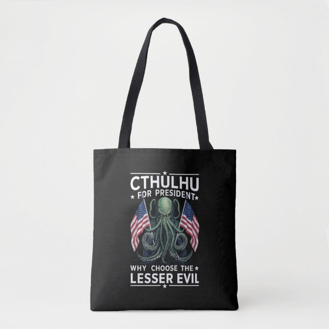 Bolsa Tote Engraçado 2024 Eleições Cthulhu Para Presidente (Frente)