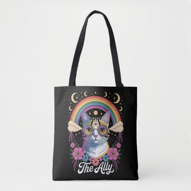 Bolsa Tote Engraçado Ally Ca Pride Óculos de sol Orgulho gay  (Frente)
