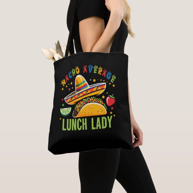 Bolsa Tote Engraçado Almoço Lady Cinco De Mayo Tacos Comida M (Close Up)