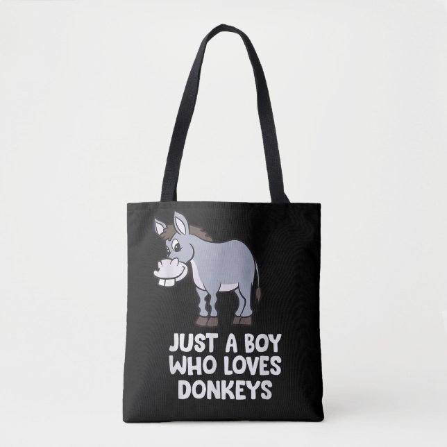 Bolsa Tote engraçado Apenas um Rapaz que Ama Burros (Frente)