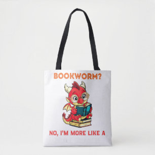 Bolsa Tote Engraçado Arte Dragão Lendo Livros Criatura Mítica