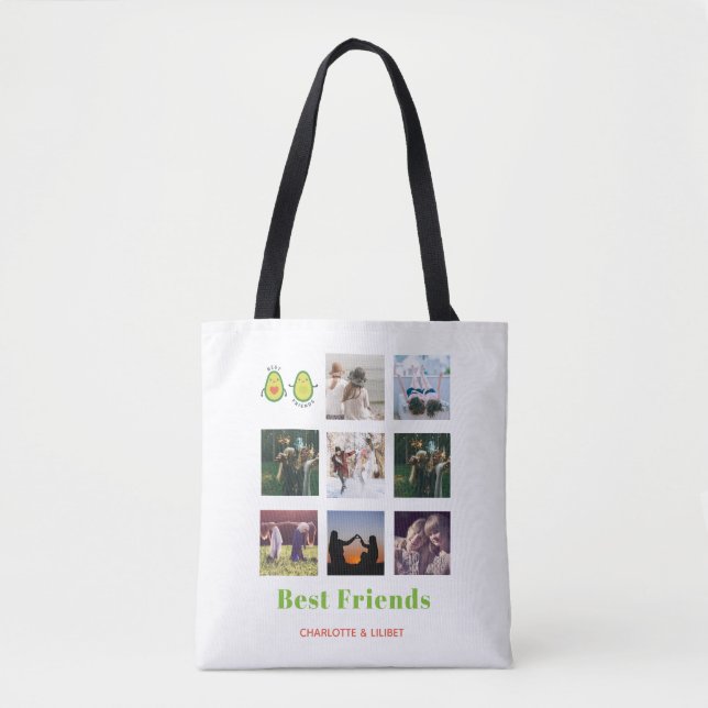 Bolsa Tote Engraçado BFF PHOTO COLLAGE Dif Personalizado AVOC (Frente)