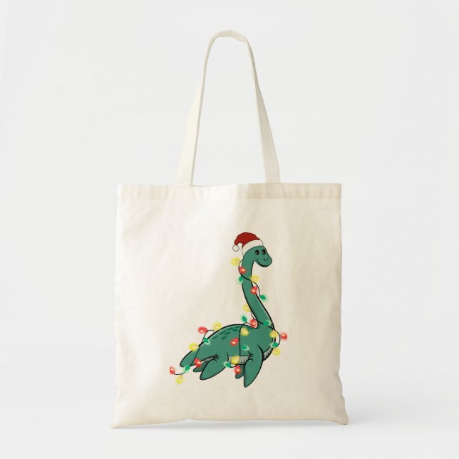 Bolsa Tote Engraçado Bom Natal Monstro da Lochness (Frente)