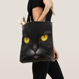 Bolsa Tote Engraçado Bravo Gato Persa Preto Fluffy