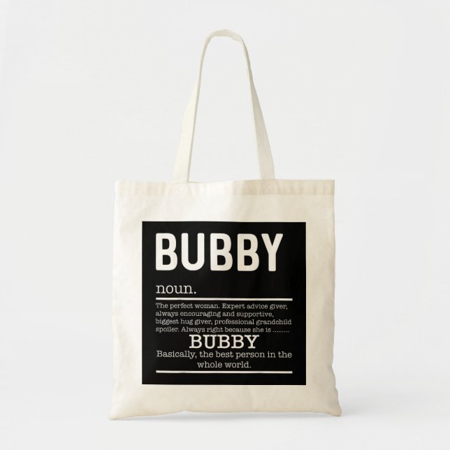 Bolsa Tote Engraçado Bubby Definição Vovó Dia das Mães Presen (Frente)