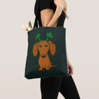 Bolsa Tote Engraçado Cachorrinho do Dia de São Patrício Shamr