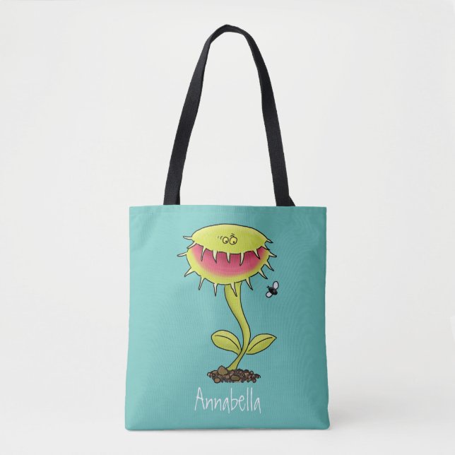 Bolsa Tote Engraçado carnívoro Venus mosca cartoon (Frente)