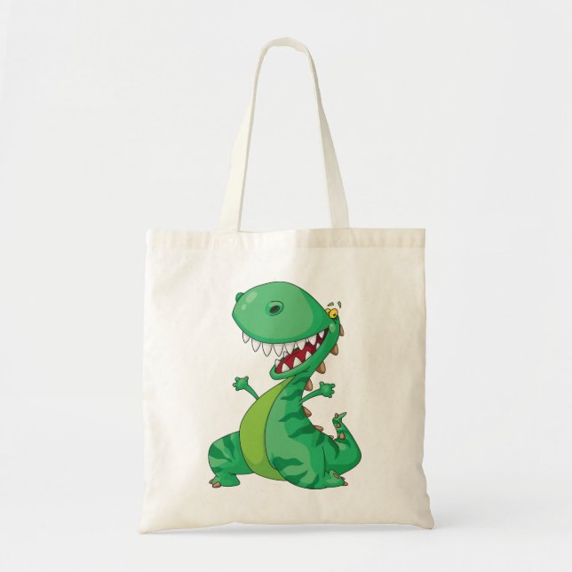 Bolsa Tote Engraçado Cartoon Dinossaur Roaring T-Rex (Frente)