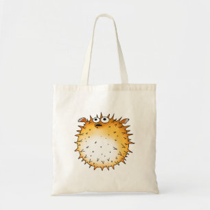 Bolsa Tote Engraçado Cartoon Puffer Fish Design