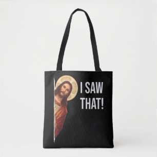 Bolsa Tote Engraçado Citar Jesus Meme Eu Vi Aquele T-Shir Cri