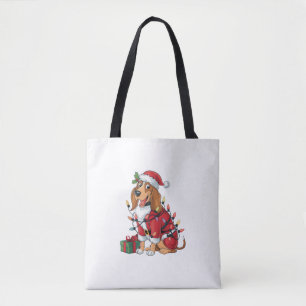 Bolsa Tote Engraçado Coonhound Xmas Papais noeis de iluminaçã