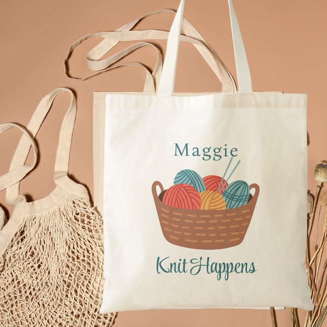 Bolsa Tote Engraçado Cute Knit Acontece Tricô (Criador carregado)