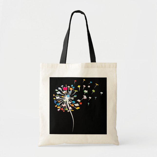 Bolsa Tote Engraçado Dandelion Livros Presente Para Ler Pão (Frente)