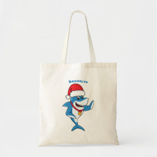 Bolsa Tote Engraçado desenho animado de tubarão de Natal