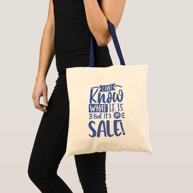 Bolsa Tote Engraçado Está na Venda Tote Bag Typografia Azul (Frente (produto))