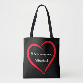 Bolsa Tote Engraçado Eu Odeio Todos o Nome Personalizado Intr