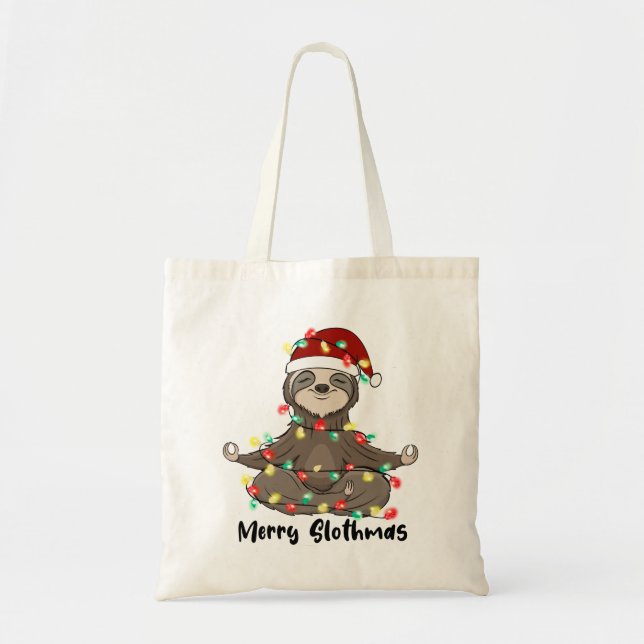 Bolsa Tote Engraçado Feliz Slothmas Sloth (Frente)