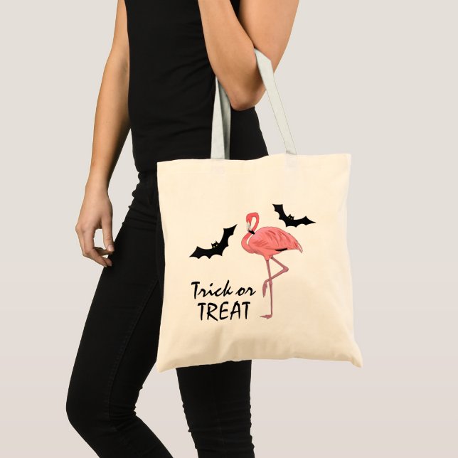 Bolsa Tote Engraçado Flamingo Vampire Bats Trick ou Tratar (Frente (produto))