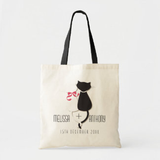 Bolsa Tote Engraçado Gato Cauda Casal Monograma Noivado Casam