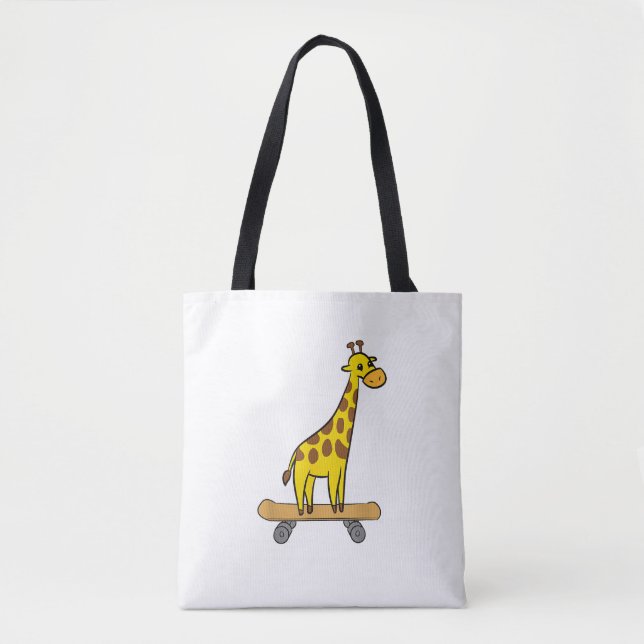 Bolsa Tote Engraçado Girafa Lover Giraffe Skateboard (Frente)