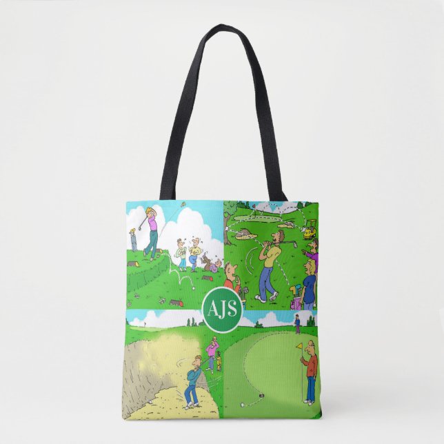 Bolsa Tote Engraçado Golfe Personalizado Pensado. (Frente)