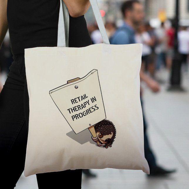 Bolsa Tote Engraçado Hedgehog Protestando com Placard (Criador carregado)