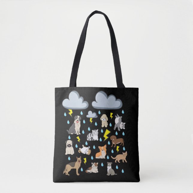Bolsa Tote Engraçado Idiom Chovendo Cães e Gatos (Frente)