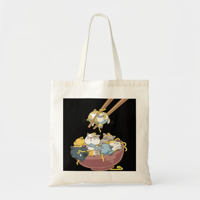 Bolsa Tote Engraçado japonês Gats Kawaii (Frente)