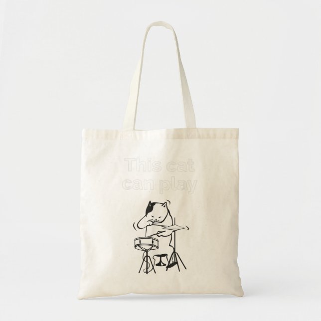 Bolsa Tote Engraçado Jazz Cat Drummer (Frente)
