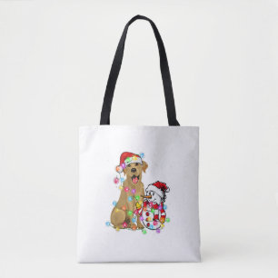 Bolsa Tote Engraçado Labrador Cão de Natal Tee Snowman Xmas L