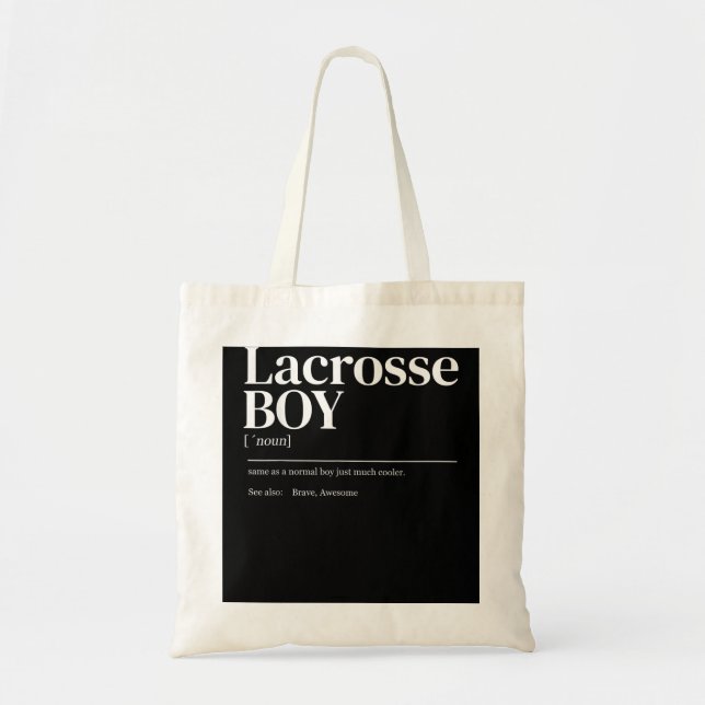 Bolsa Tote Engraçado Lacrosse, definição de jovem rapaz (Frente)