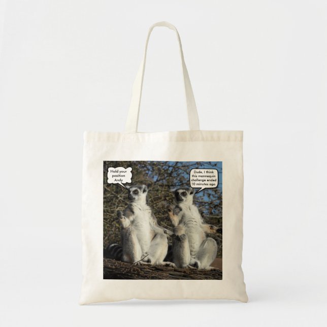 Bolsa Tote Engraçado Mannequin Challenge Lemurs (Frente)