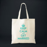 Bolsa Tote Engraçado Mantenha Calma, saco de toalha de casame<br><div class="desc">Bonita bolsa de tote de casamento "Mantenha Calma" para dama de honra, noiva, mãe da noiva, florista etc. Saco de tota Elegante azul Turquesa Manter Calmo | Texto personalizável. Outros exemplos engraçados de keepcalmandcarryon: Mantenha calma e me ame. Mantenha a calma e fique preso. Fique calmo e festeje. Personalize e...</div>