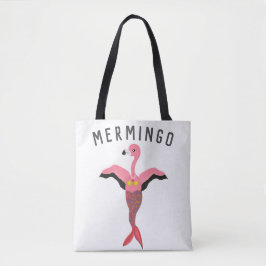 Bolsa Tote Engraçado Mermingo Gráfico: Híbrido Flamingo-Serei