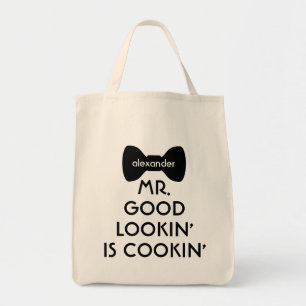 Bolsa Tote Engraçado Moderno, Sr. Cozinhar Bowtie
