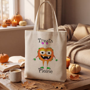 Bolsa Tote Engraçado, Monstro, Halloween "Por Favor, Doces"