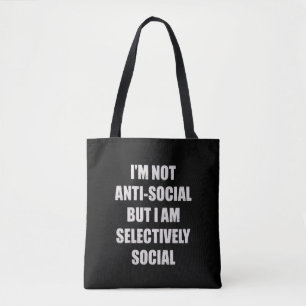 Bolsa Tote Engraçado Não Sou Antissocial Mas Sou Seletivament